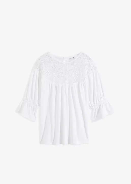 Shirt aus Viskose-Mix in weiß von vorne - bonprix