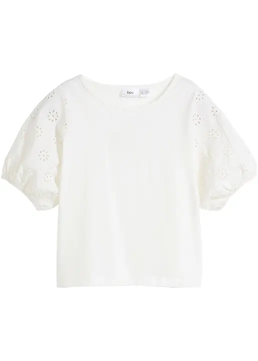 T-Shirt mit Bio-Baumwolle in weiß von vorne - bonprix