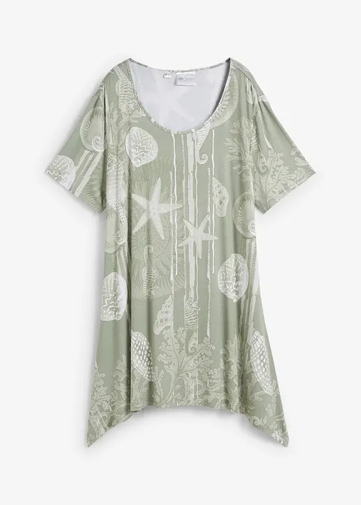 Longshirt aus softem Viskose-Mix in grün von vorne - bonprix