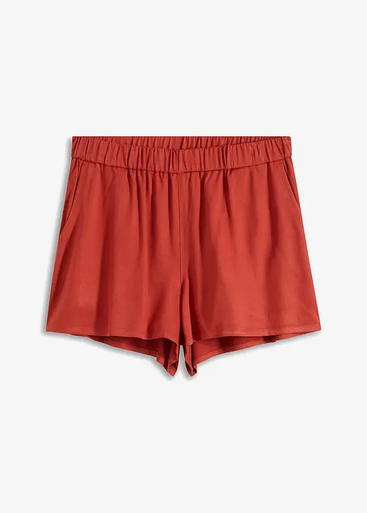 Viskose-Shorts mit seitlichen Eingriffstaschen in rot von vorne - bpc bonprix collection