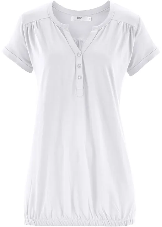 Baumwoll-Shirt, Kurzarm in weiß von vorne - bonprix