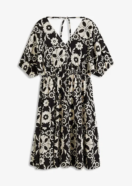 Kleid aus fließender Viskose in schwarz von vorne - bonprix