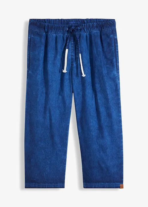 3/4 Schlupfhose mit Leinen, Regular Fit in blau von vorne - John Baner JEANSWEAR