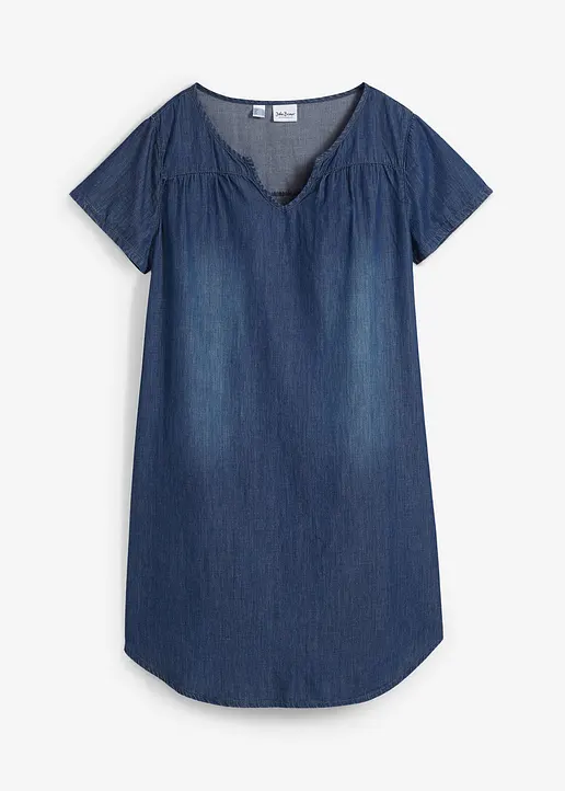Tunika-Jeanskleid in blau von vorne - bonprix