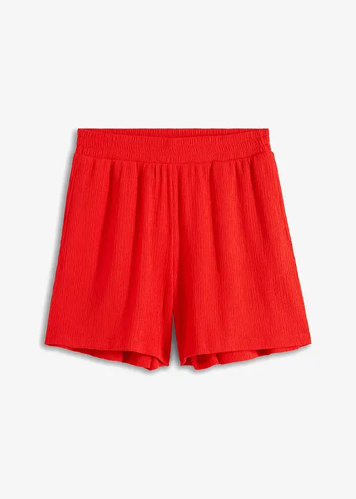 Schlupf-Shorts mit hohem Bund aus Strukturjersey in rot von vorne - bonprix