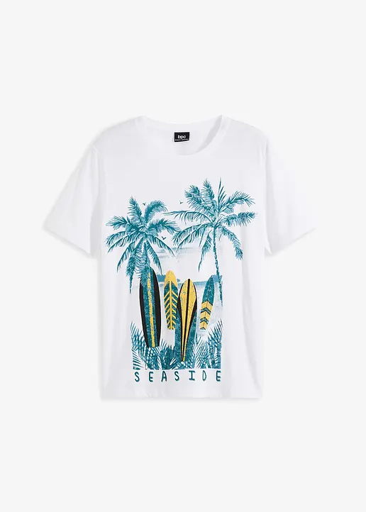 T-Shirt aus reiner Bio-Baumwolle in weiß von vorne - bonprix