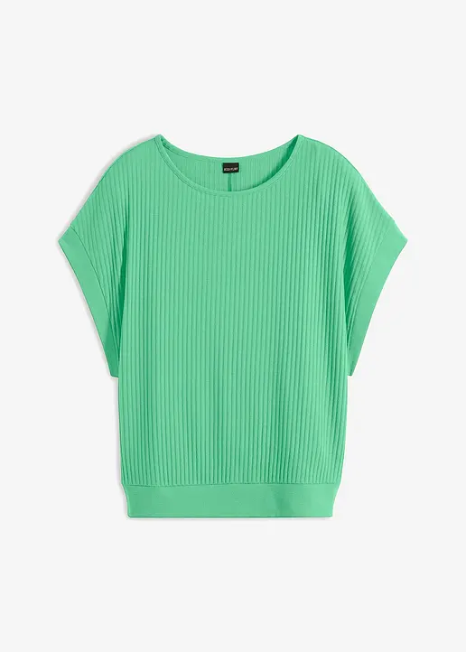 Rippshirt mit Fledermausärmeln in grün von vorne - bonprix