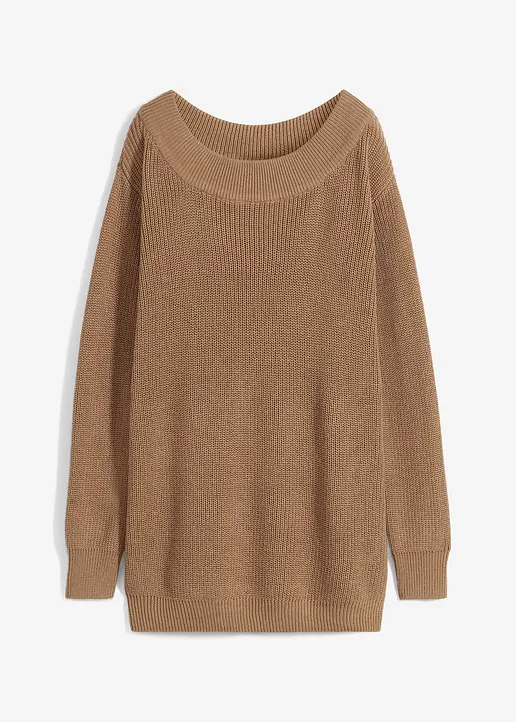 U-Boot Ripp-Strickpullover in braun von vorne - bonprix