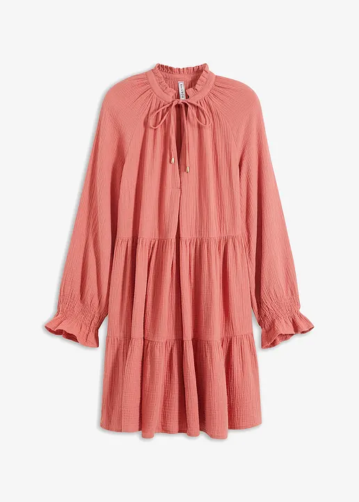 Musselin-Kleid in rosa von vorne - bonprix