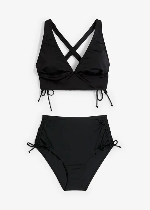 Bikini (2-tlg.Set) aus recyceltem Polyamid in schwarz von vorne - bonprix