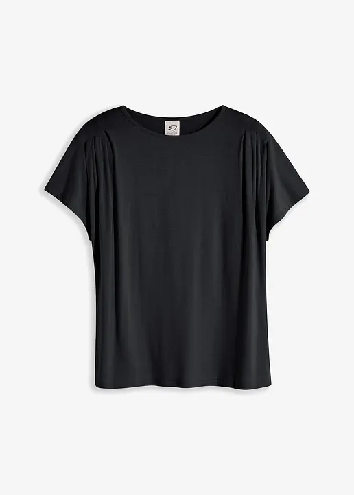 T-Shirt aus softer Viskose in schwarz von vorne - bonprix
