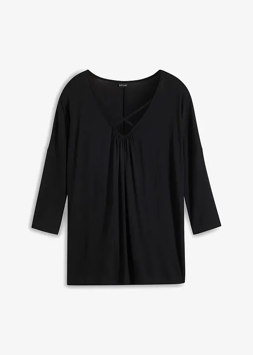 Shirt aus Viskose in schwarz von vorne - bonprix