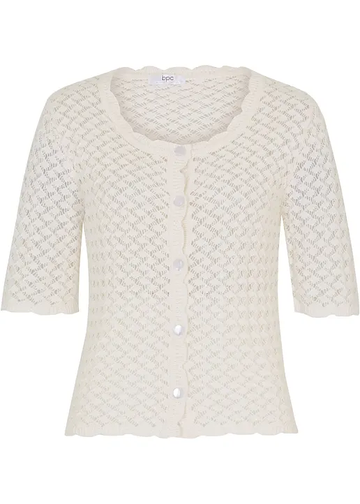 Strickjacke in weiß von vorne - bonprix