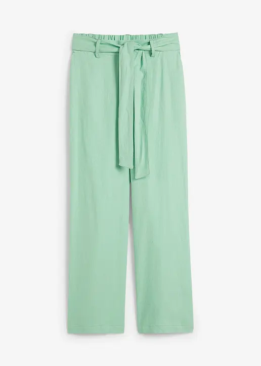 Culotte aus luftigem Leinen-Mix in grün von vorne - bonprix