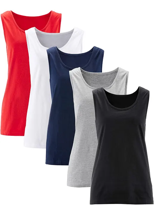Long-Top aus reiner Baumwolle (5er Pack) in rot von vorne - bonprix