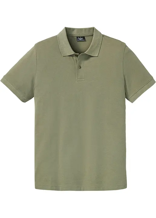 Pique-Poloshirt aus reiner Bio-Baumwolle in grün von vorne - bonprix