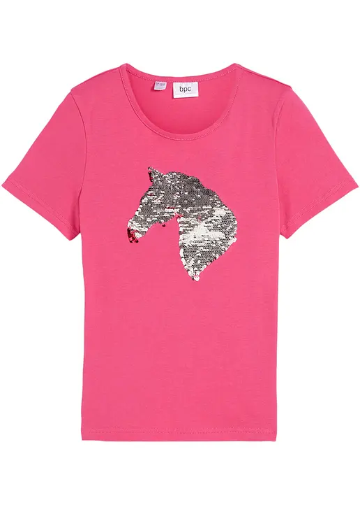 T-Shirt aus reiner Bio-Baumwolle in pink von vorne - bonprix