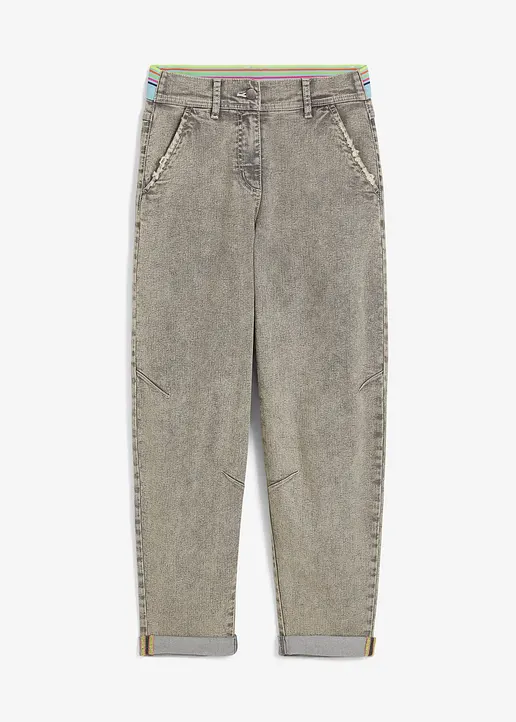 Boyfriend-Jeans mit Vintagewaschung in grau von vorne - bonprix