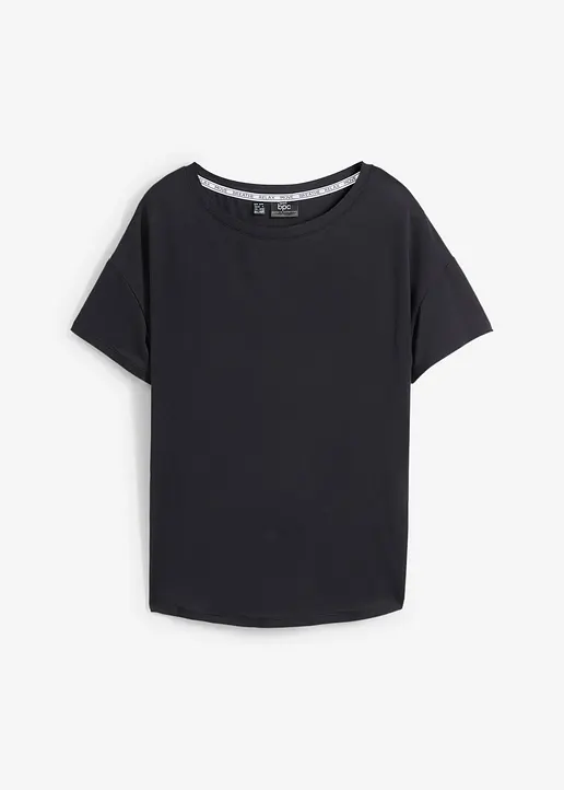Schnelltrocknendes Funktions-T-Shirt in schwarz von vorne - bonprix