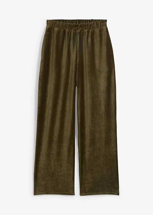 Weite Schlupfhose in Cordoptik in grün von vorne - bonprix