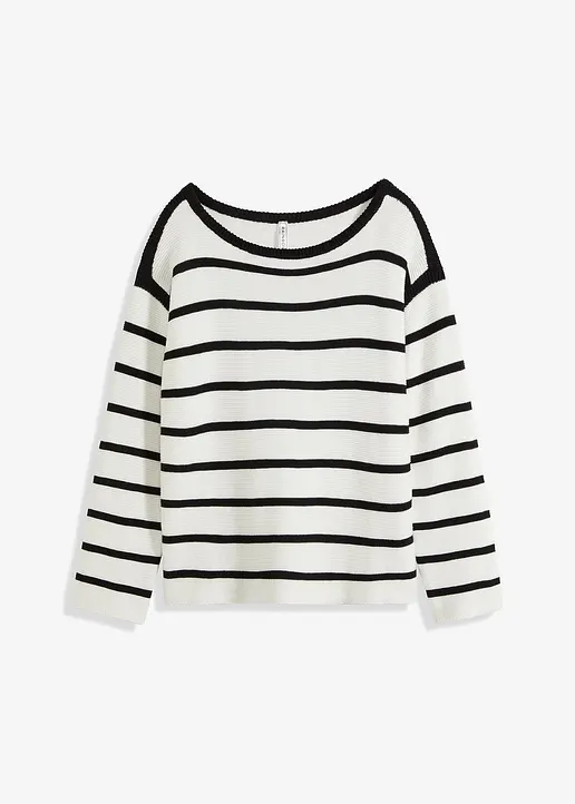 Oversized Strickpullover in weiß von vorne - bonprix