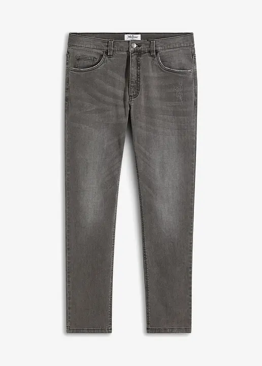 Slim Fit Stretch-Jeans, Straight in grau von vorne - bonprix