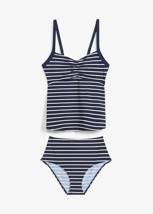 Tankini (2-tlg.Set) mit Schnürung in blau von vorne - bonprix