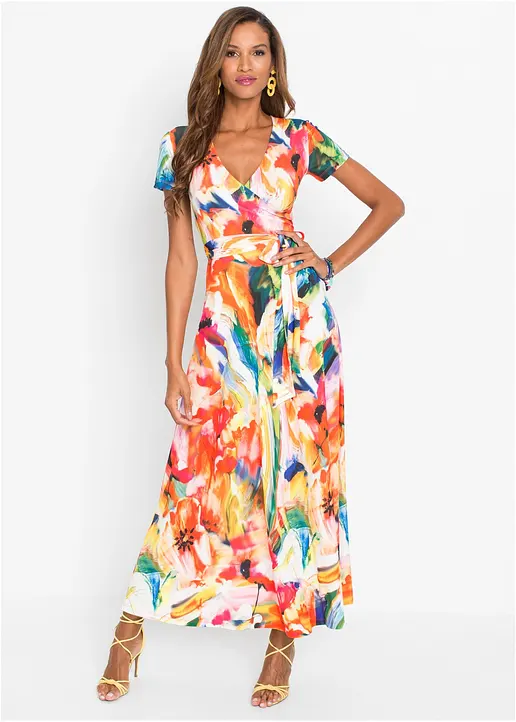 Maxikleid in orange von vorne (Totalaufnahme) - bonprix