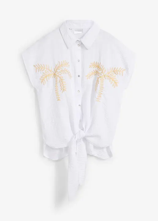 Bluse mit Stickerei in weiß von vorne - bonprix