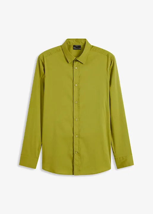 Business-Hemd mit Stretch, Slim Fit in grün von vorne - bonprix