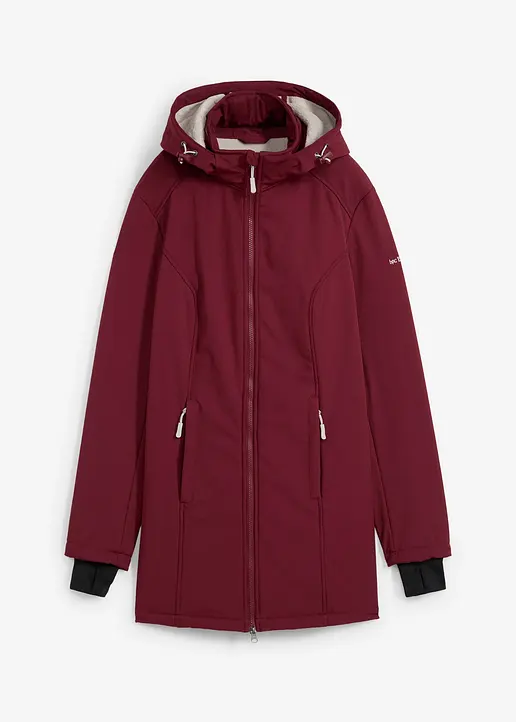 Funktions-Softshell-Longjacke mit Teddyfleece in rot von vorne - bonprix