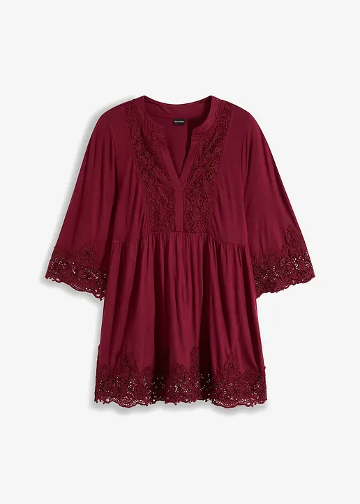 Tunika-Shirt aus Viskose in rot von vorne - bonprix