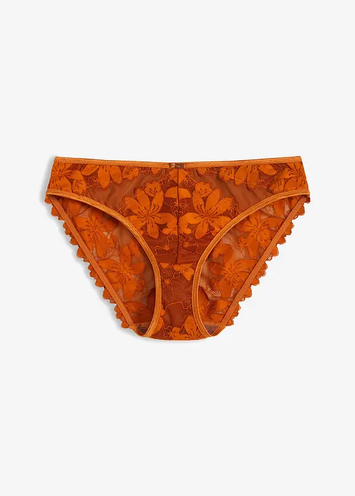 Slip aus zarter Spitze in braun von vorne - bonprix