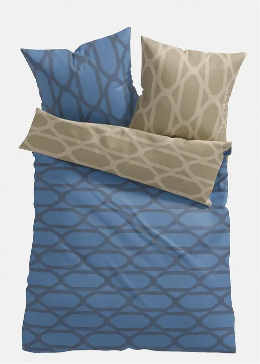 Wendebettwäsche mit grafischem Design in blau von vorne - bonprix