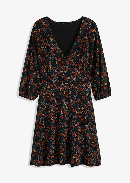 bedrucktes Kleid in schwarz von vorne - bonprix