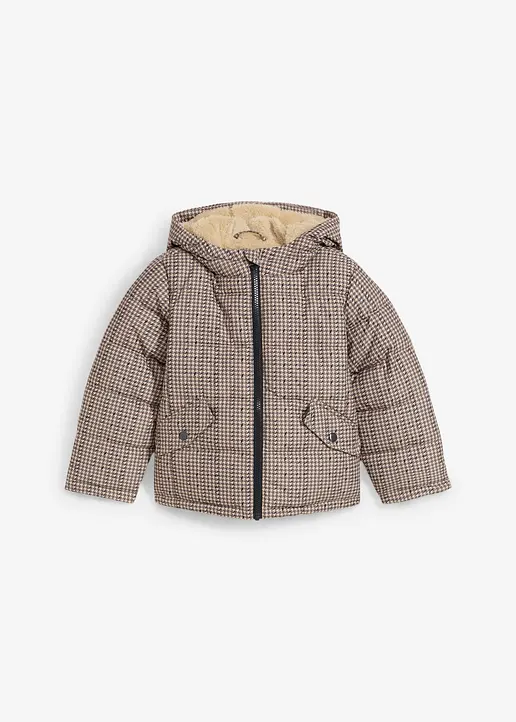 Mädchen Winterjacke mit Teddyfutter in beige von vorne - bonprix