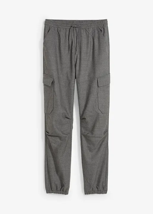 Jungen Cargohose aus softem Viskose-Mix, Regular Fit in grau von vorne - bonprix
