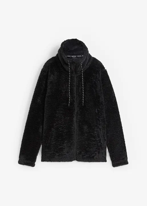 Kuschel-Fleecejacke in schwarz von vorne - bonprix