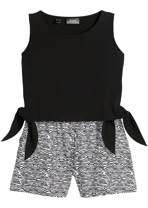 Jerseystop und Shorts (2tlg.Set) mit Bio-Baumwolle in schwarz von vorne - bonprix