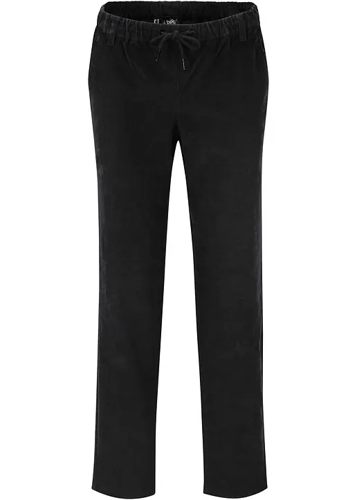 Cordhose mit Bequembund in schwarz von vorne - bonprix