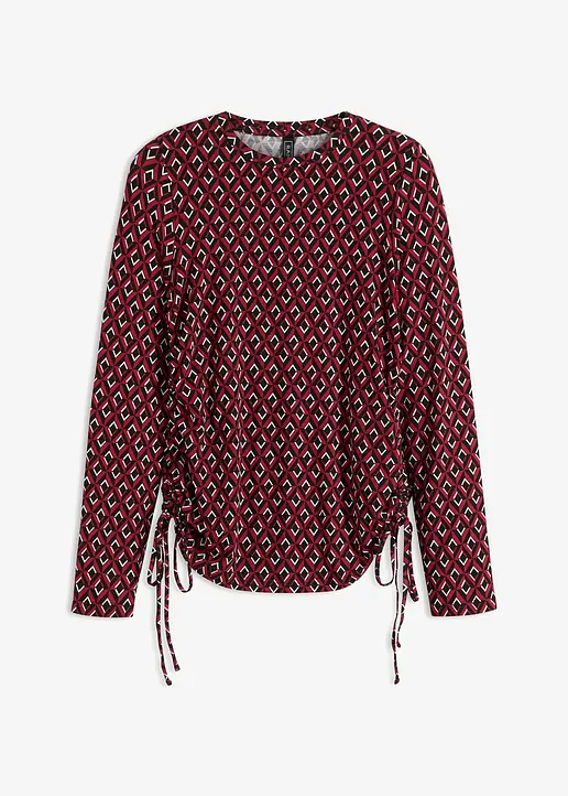 Langarmshirt mit Schnürung in rot von vorne - bonprix