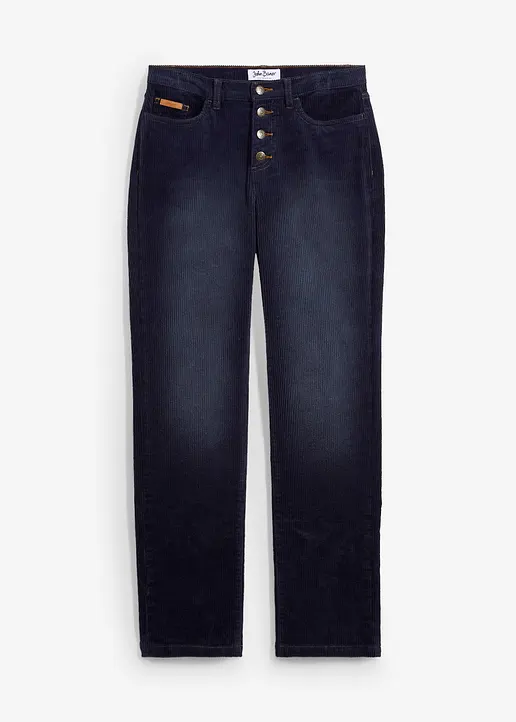 Stretch-Cordhose, Wide in blau von vorne - bonprix