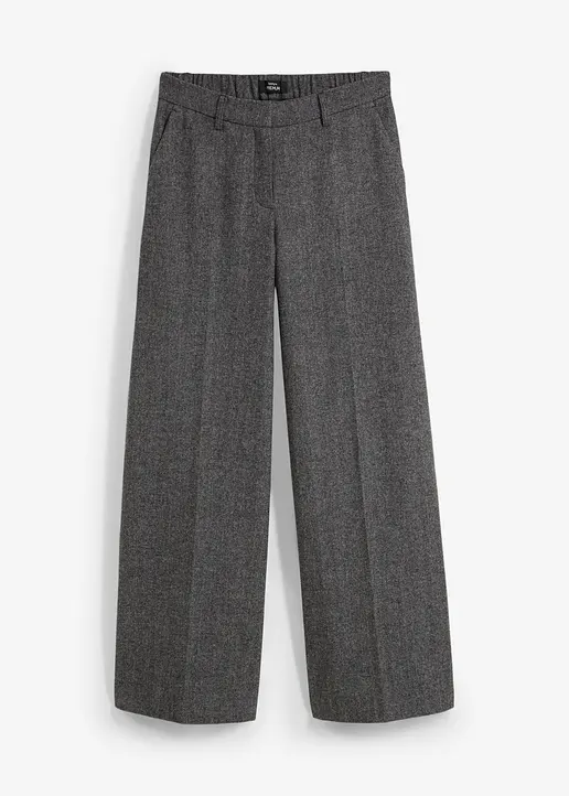 Wollhose mit Fischgratmuster in grau von vorne - bonprix