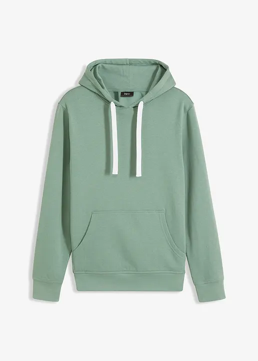 Hoodie aus reiner Baumwolle in grün von vorne - bonprix