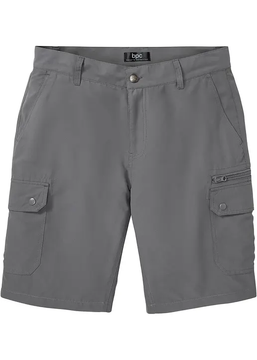 Mikrofaser Cargo-Bermuda mit Komfortschnitt, Regular Fit in grau von vorne - bonprix
