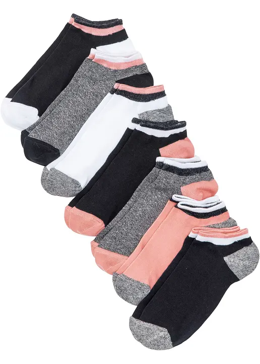 Sneakersocken mit Bio-Baumwolle (7er Pack) in schwarz von vorne - bonprix