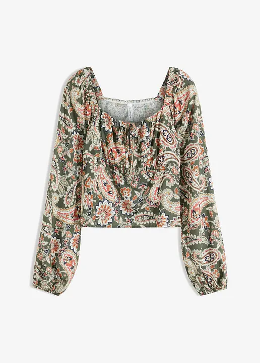 Blusenshirt aus Viskose in grün von vorne - bonprix
