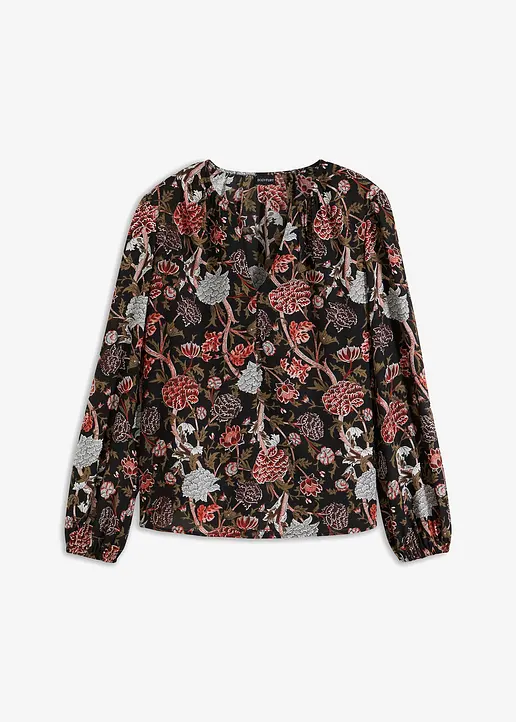 bedruckte Bluse in schwarz von vorne - bonprix
