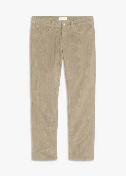 Thermo Relaxed Fit Cordhose mit Flanellfutter, Straight in beige von vorne - bonprix