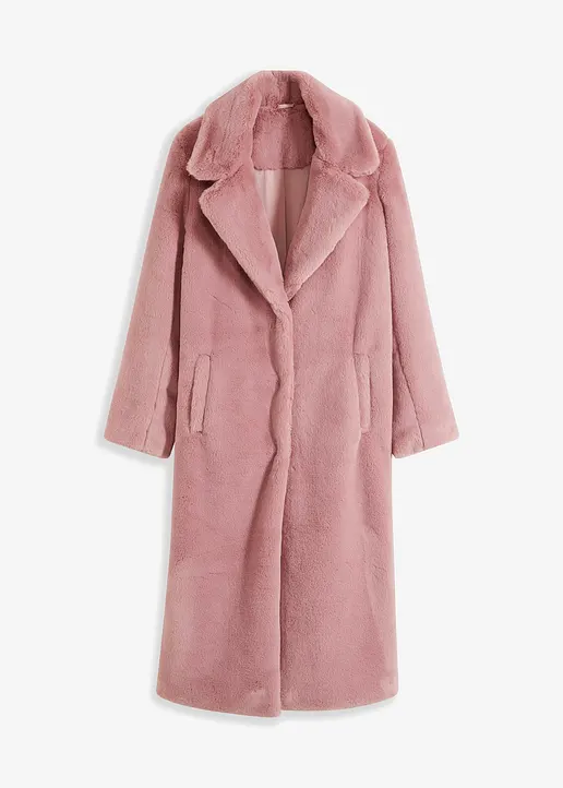 Fellimitat-Mantel in rosa von vorne - bonprix